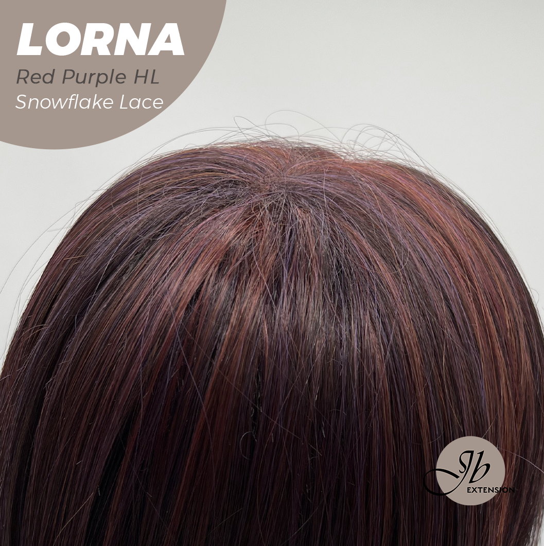 [PRE-ORDER] JBEXTENSION 18 Inches Red Purple Highlight Curly Pre-Cut Snowflake Lace Frontlace Glueless Wig LORNA SNOWFLAKE RED PURPLE HIGHLIGHT【PERMATEASE】【BENDY EAR TABS】