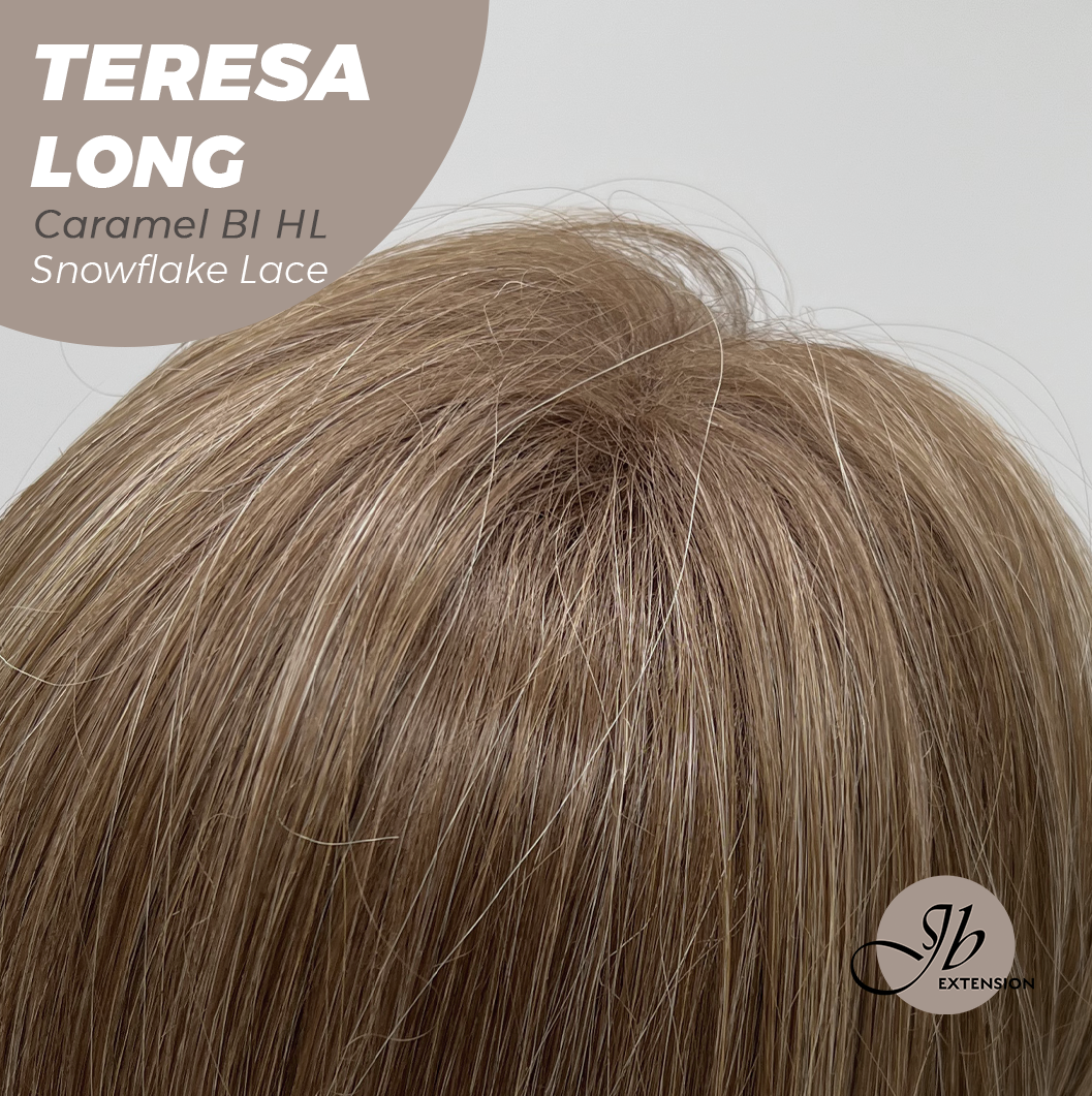 [PRE-ORDER] JBEXTENSION 22 Inches Long Caramel Blonde Highlight Pre-Cut Snowflake Lace Frontlace Glueless Wig TERESA LONG CARAMEL BLONDE HIGHLIGHT【PERMATEASE】【BENDY EAR TABS】