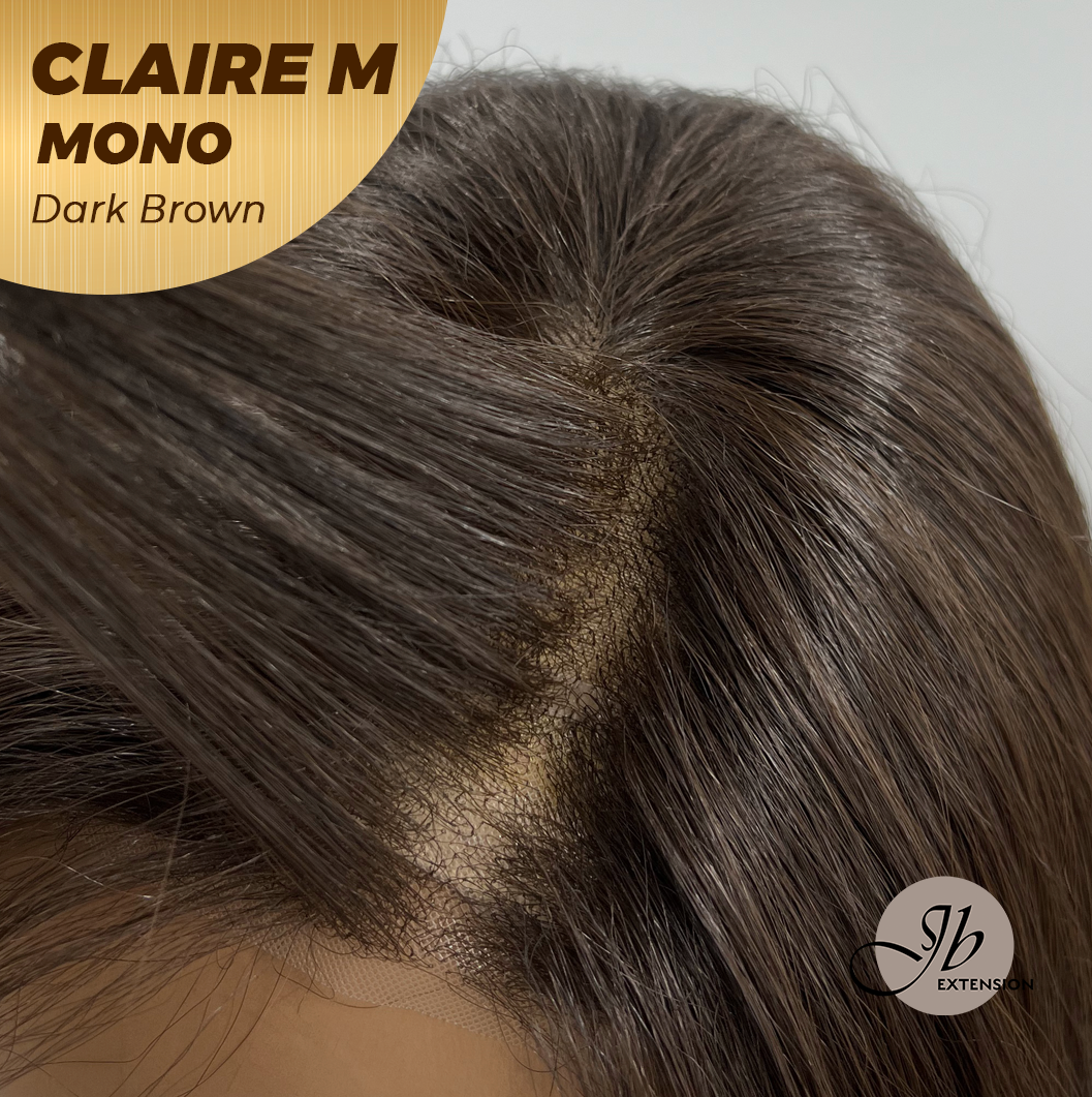 [PRE-ORDER] HOT OF SEASON - CLAIRE MONO DARK BROWN Partial Monofilament Wig 22 Inches Dark Brown Partial Mono Lace Glueless Wig CLAIRE MONO DARK BROWN【BENDY EAR TABS】