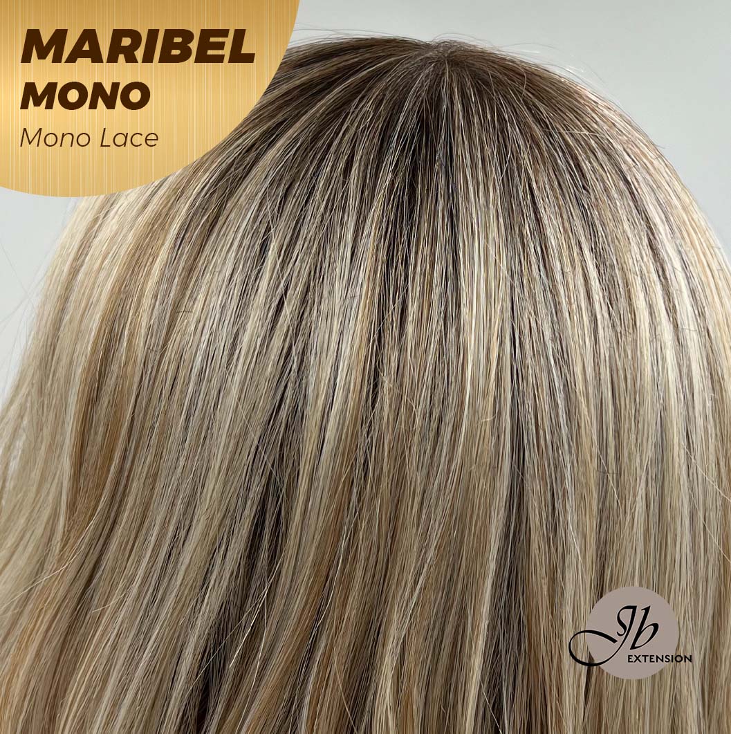 [PRE-ORDER] JBEXTENSION MARIBEL MONO Monofilament Handmade Wig 6X5 Full Monofilament Hand Tied Top Wig 16 Inches Blonde With Dark Root Wave Mono Lace Wig With Anti-slip Silicone Strips Glueless Wig Maribel Mono【BENDY EAR TABS】
