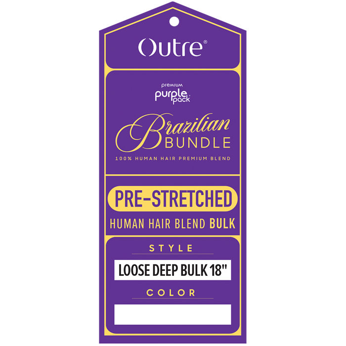 OUTRE PURPLE PACK BRAZILIAN BUNDLE 100% HUMAN HAIR BLEND BRAID - PRE STRETCHED LOOSE DEEP BULK 18/24 inch