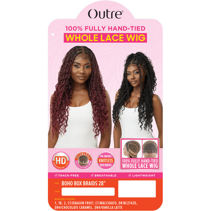 Outre Whole Lace Wig Glueless Pre-Braided Knotless HD Lace Wig - BOHO BOX BRAIDS 28"