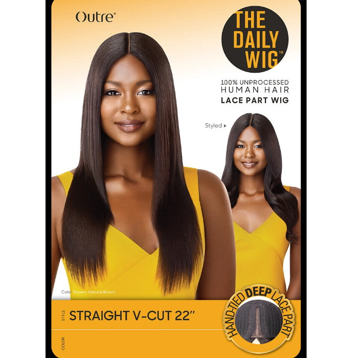 Outre The Daily Wig 100% Unprocessed Human Hair Lace Part Wig - STRAIGHT V-CUT 22"