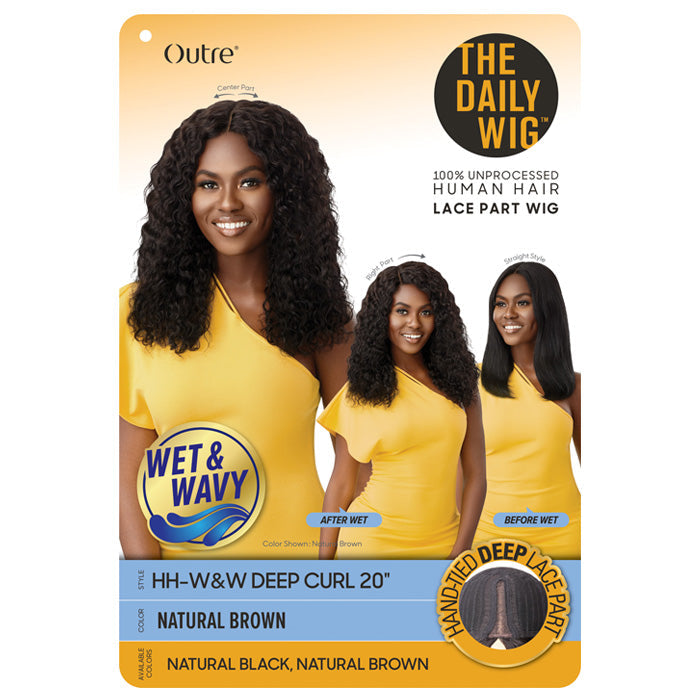 Outre The Daily Wig 100% Unprocessed Human Hair Lace Part Wet & Wavy Wig - DEEP CURL 20