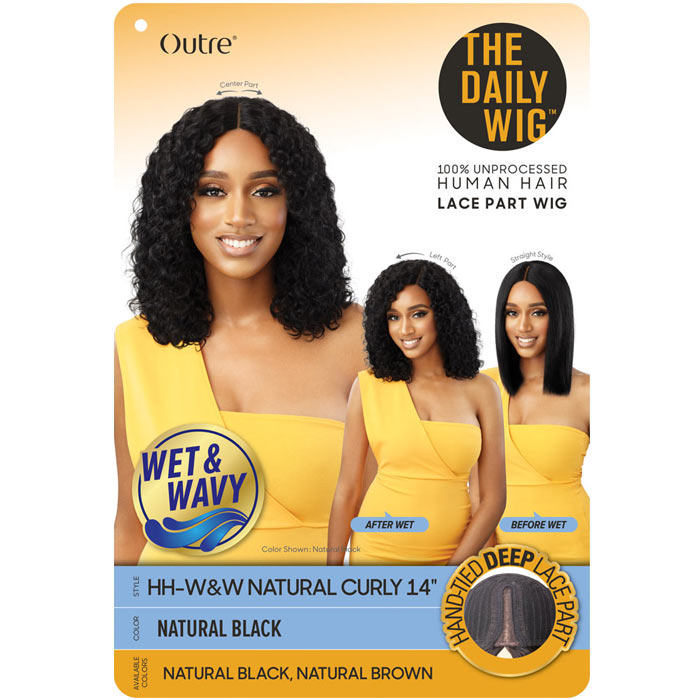 Outre The Daily 100% Unprocessed Human Hair Lace Part Wet & Wavy Wig - NATURAL CURLY 14