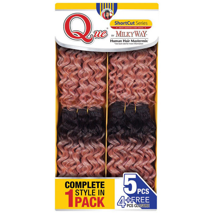MilkyWay Que Short Cut Human Hair Weave 4 Bundle + Closure - Oprah 5PCS