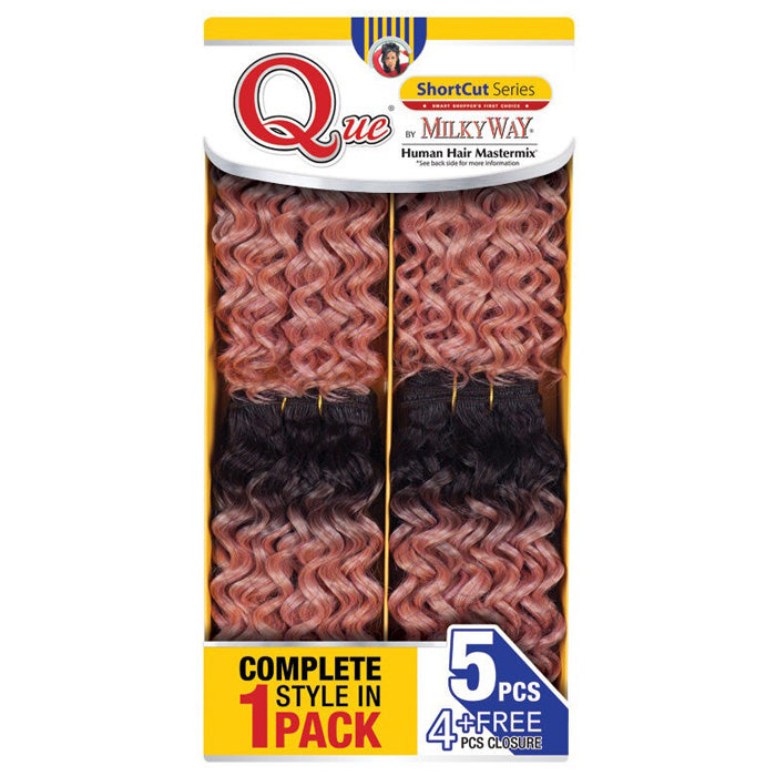 Milky Way Que Human Hair Mastermix Short Cut Weave 4 Bundle + Closure - WATER DEEP 5 PCS