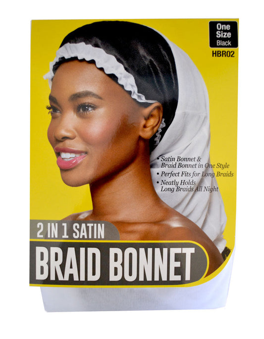 RED by Kiss 2 IN 1 SATIN BRAID BONNET (BLACK)