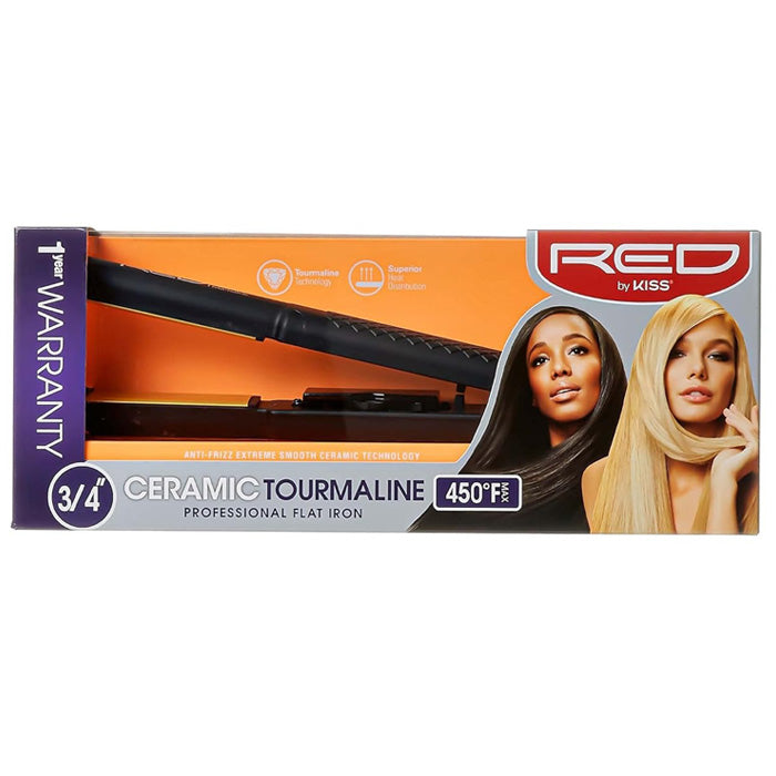 Red Ceramic Hot Styler Ceramic Tourmaline Flat Iron 3/4 inch