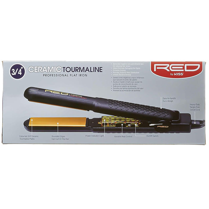 Red Ceramic Hot Styler Ceramic Tourmaline Flat Iron 3/4 inch