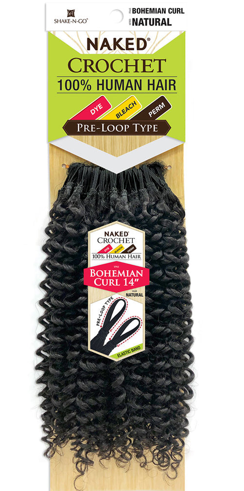 Shake N Go Naked 100% Human Hair Crochet Braids BOHEMIAN CURL 12"- 14"