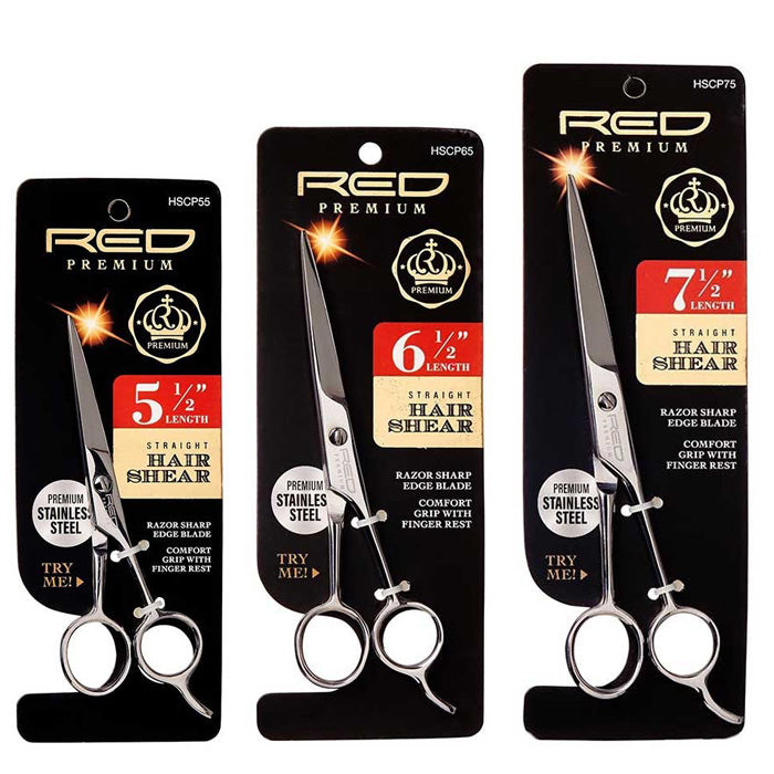 Red Premium Stainless Steel - STRAIGHT HAIR SHEAR 5 1/2" / 6 1/2" / 7 1/2"