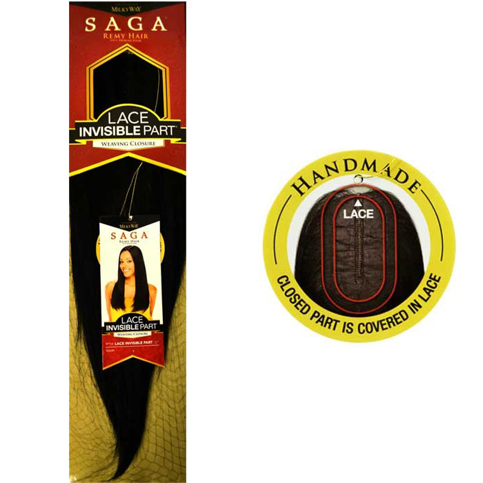 Shake N Go Remy Hair SAGA Lace Invisible Part Weaving Closure 10/12"