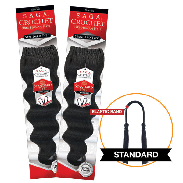 Saga Standard Type 100% Human Hair Crochet Braid LOOSE DEEP 10"-18"