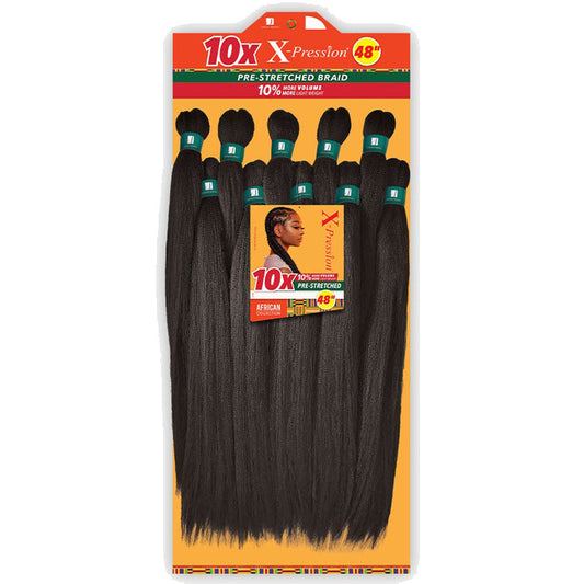Sensationnel X-Pression Braiding Hair Bulk - 10X PRE-STRETCHED BRAID 48"