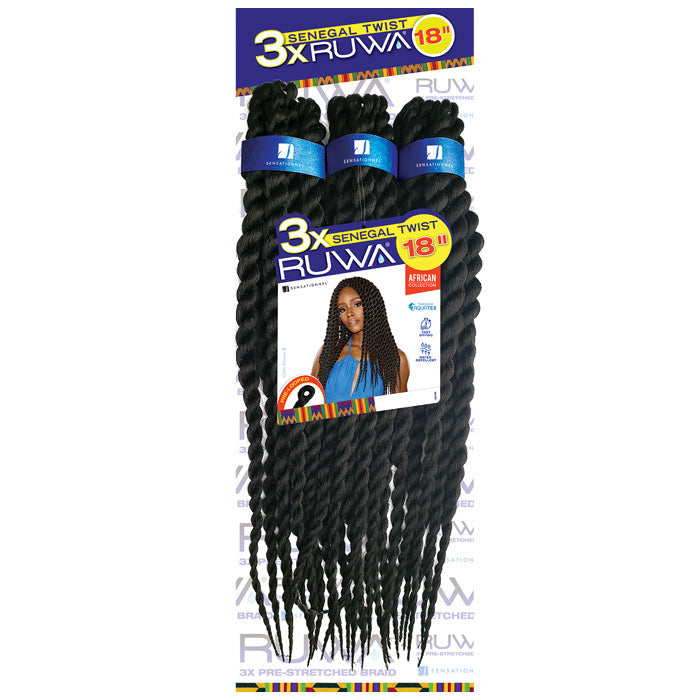 Sensationnel Ruwa Crochet Pre-Looped Braids - 3X SENEGAL TWIST 18"