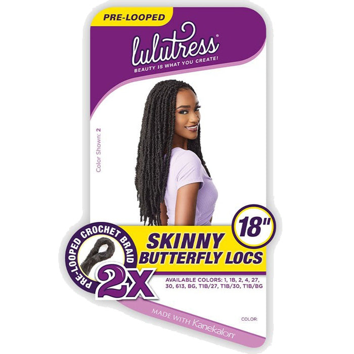 Sensationnel Lulutress Pre-Looped Crochet Braid - 2X SKINNY BUTTERFLY LOCS 18"