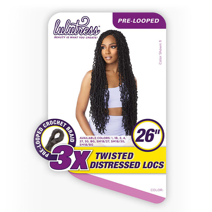 Sensationnel Lulutress 3X Pre-Looped Crochet Braid - TWISTED DISTRESSED LOCS 26"
