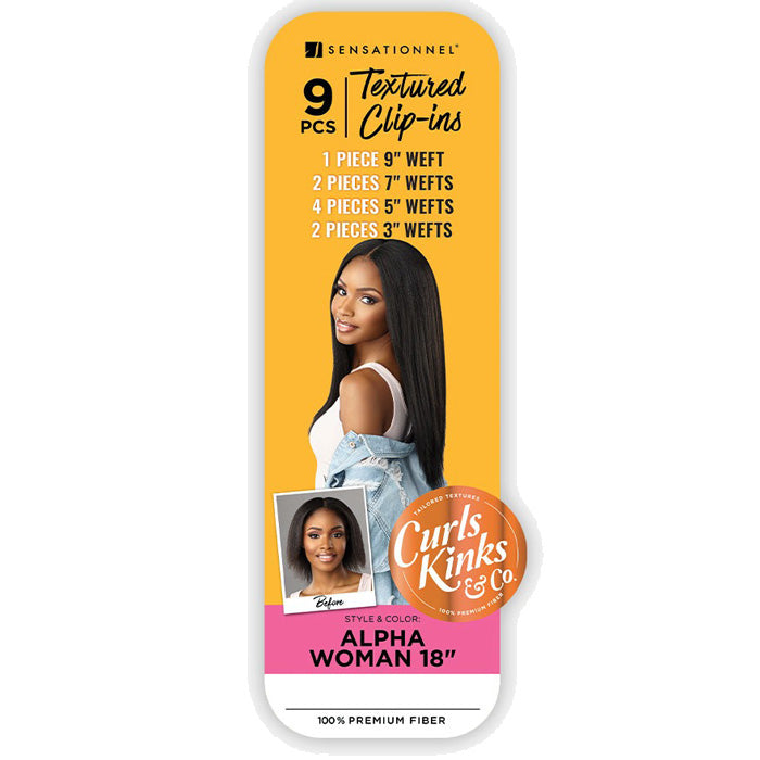 Sensationnel Premium Fiber Curls Kinks & Co Textured Clip-In - ALPHA WOMAN 12",18"