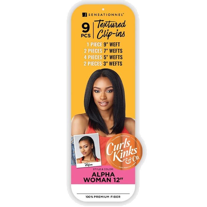 Sensationnel Premium Fiber Curls Kinks & Co Textured Clip-In - ALPHA WOMAN 12",18"
