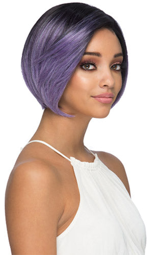 Vivica A. Fox New Futura Fiber 10" LAYERED BOB WITH SWEPT BANG & INVISIBLE SIDE CURVED PART(RIGHT) Wig - ALLEGRA