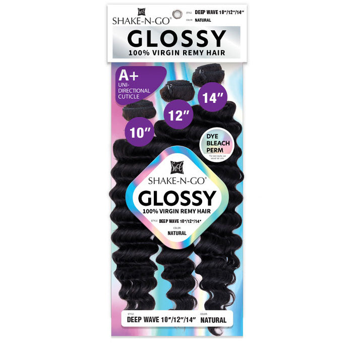 Shake N Go Glossy 100% Virgin Remy Hair Weave - DEEP WAVE (Multi Length) 3 Pcs