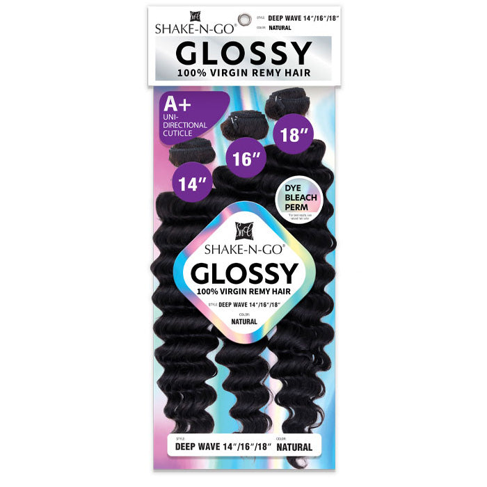 Shake N Go Glossy 100% Virgin Remy Hair Weave - DEEP WAVE (Multi Length) 3 Pcs
