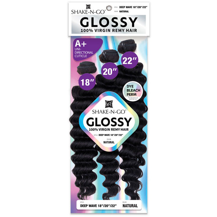 Shake N Go Glossy 100% Virgin Remy Hair Weave - DEEP WAVE (Multi Length) 3 Pcs