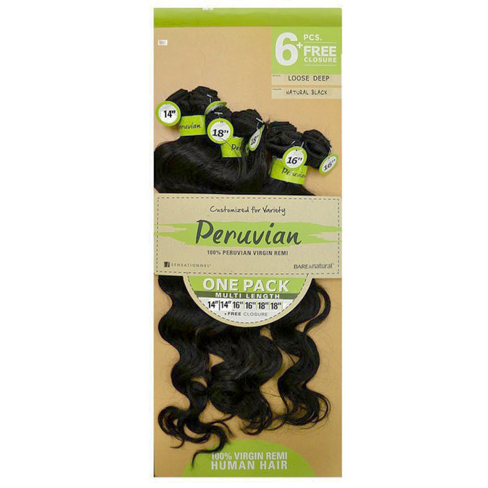 Sensationnel Bare & Natural Peruvian 100% Virgin Remi Weave - LOOSE DEEP 6 PCS + FREE CLOSURE