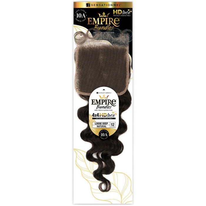 Sensationnel Empire Bundles 100% Human Hair 4x4 HD Lace Closure - LOOSE DEEP 12"