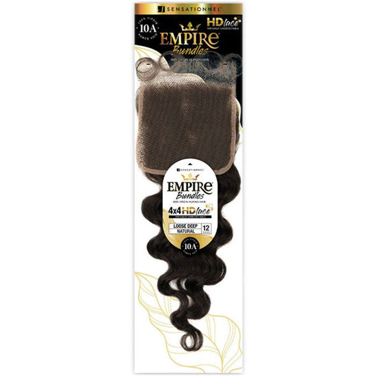 Sensationnel Empire Bundles 100% Human Hair 4x4 HD Lace Closure - LOOSE DEEP 12"