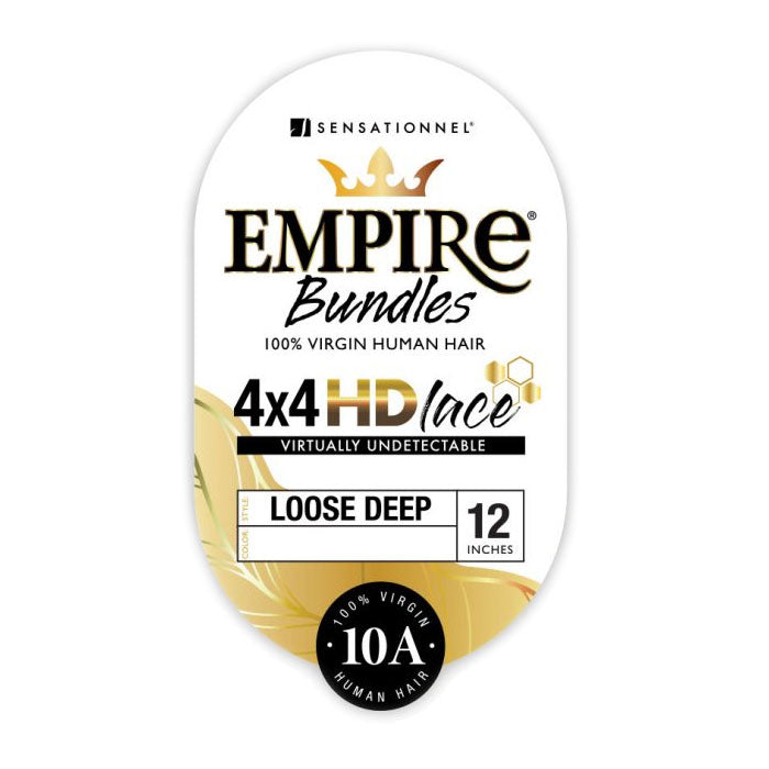 Sensationnel Empire Bundles 100% Human Hair 4x4 HD Lace Closure - LOOSE DEEP 12"
