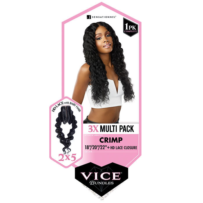 Sensationnel Vice Bundles 3x Multi Pack Weave + HD Lace Closure - CRIMP
