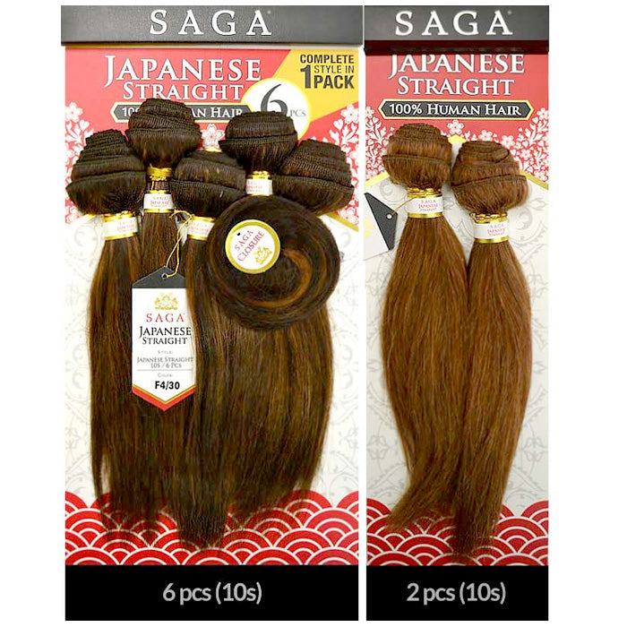 Saga 100% Human Hair Weave and Closure - JAPANESE STRAIGHT 6 Pcs 10S"