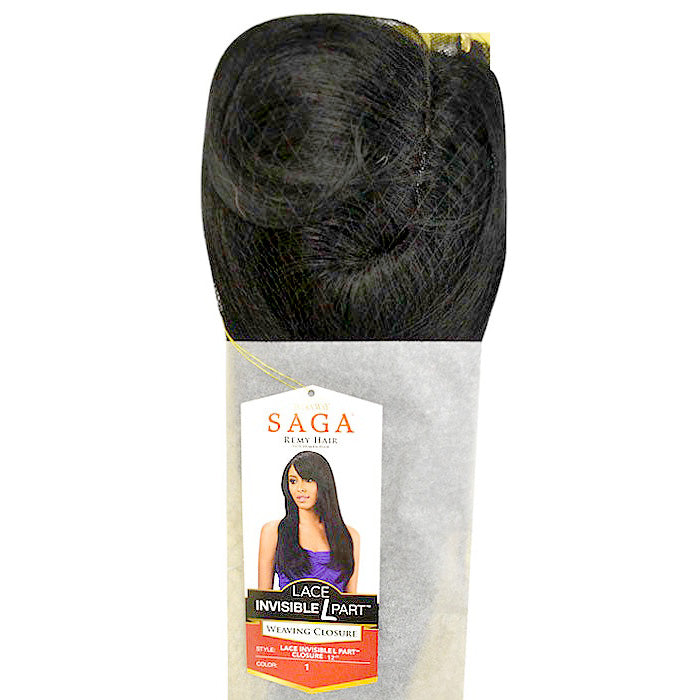 Saga Remy 100% Human Hair Lace Invisible L Part Weaving Closure - YAKI 10/12"