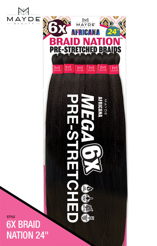 Mayde Beauty Africana Pre-Stretched Braid - 6X BRAID NATION 32"