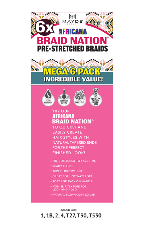 Mayde Beauty Africana Pre-Stretched Braid - 6X BRAID NATION 32"