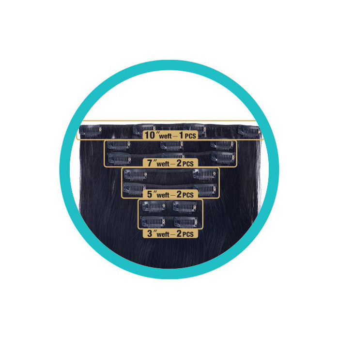 Shake N Go EXT 100% Human Hair Extension Weave CLIP IN 7PCS - STRAIGHT 14"