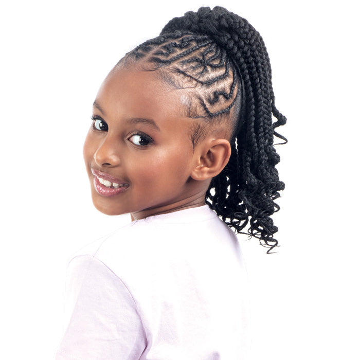 Shake N Go For Kids Drawstring Ponytail - BOX BRAID WITH CURLS