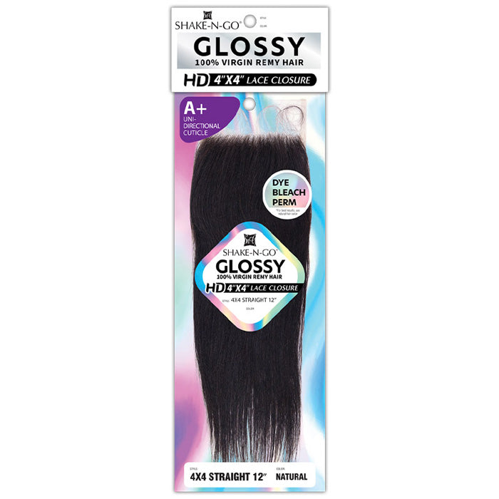 Shake N Go Glossy 100% Virgin Remy Hair HD 4x4 Lace Closure - 4x4 STRAIGHT 12"/16"