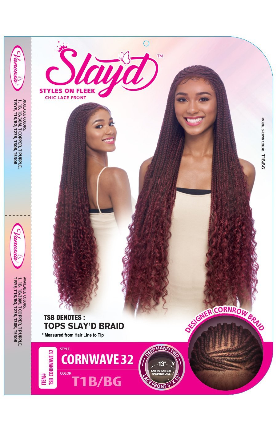 Vanessa Slayd Designer Cornrow Braid 13x5 Hand-Tied Lace Front Wig - CORNWAVE 32"