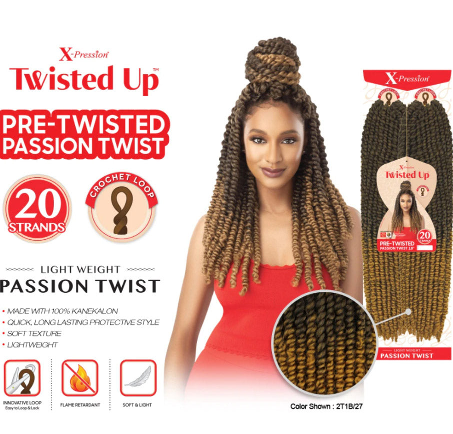 Outre Synthetic X-Pression Twisted Up Crochet Braid - PRE TWISTED PASSION TWIST18"