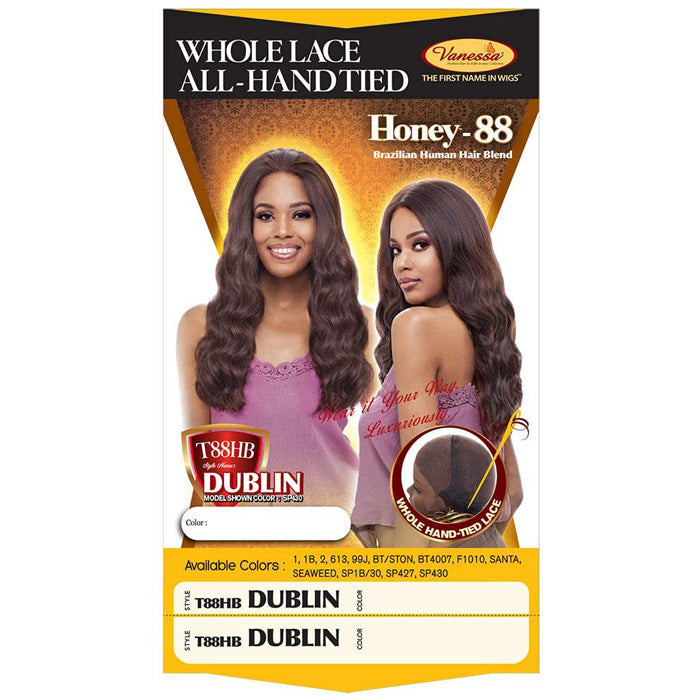 Vanessa Honey-88 Brazilian Human Hair Blend Whole Lace All Hand-Tied Wig - T88HB DUBLIN