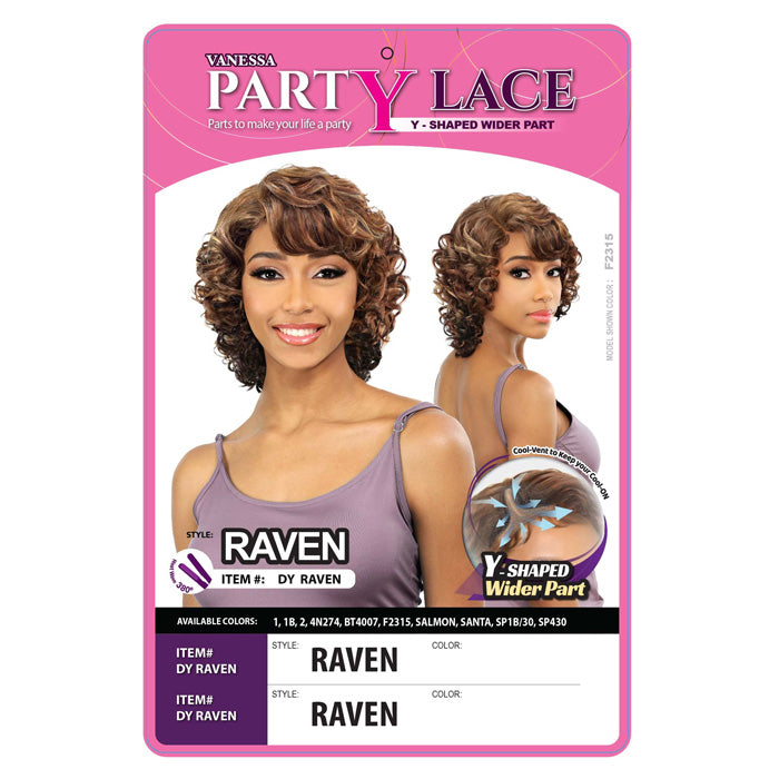 Vanessa PartY Lace Y-Shaped Wider Part Lace Wig - RAVEN