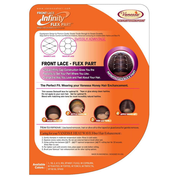 Vanessa Infinity Lace Front Flex Part Brazilian Human Hair Blend Wig FIN HB ETHIO