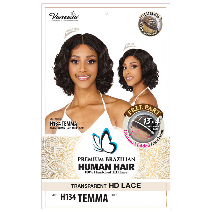 Vanessa Premium Brazilian Glueless Human Hair 13x4 HD Lace Front Wig - H134 TEMMA - 100% Hand-Tied