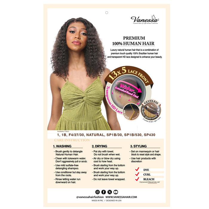 Vanessa Premium Brazilian Human Hair Glueless 13x5 HD Lace Front Wig - RIVIERA