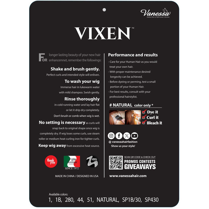 Vanessa Vixen 100% Human Hair Full Wig - HH AMIRAH