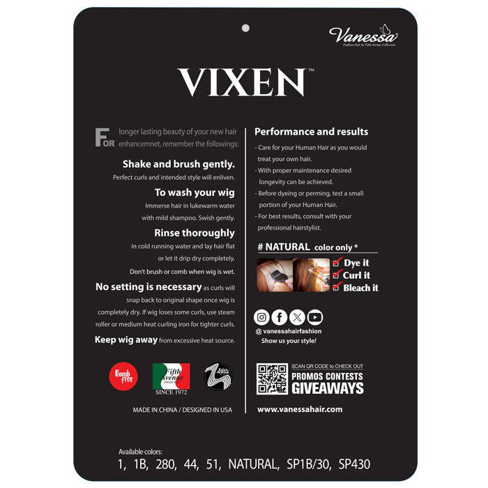 Vanessa Vixen 100% Human Hair Full Wig - HH AVA