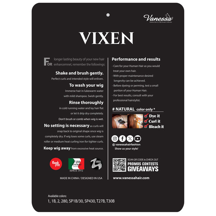 Vanessa Vixen 100% Human Hair Full Wig - HH CINCO